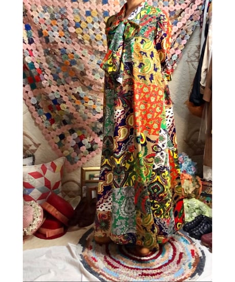 patchwork print paisley dress