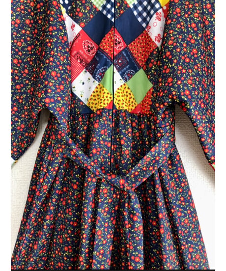 70's patchwork print dress