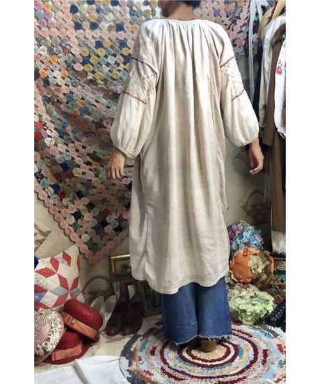 vintage ukrainian embroidered one-piece linen white