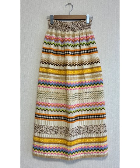 70s embroidered ribbon work skirt