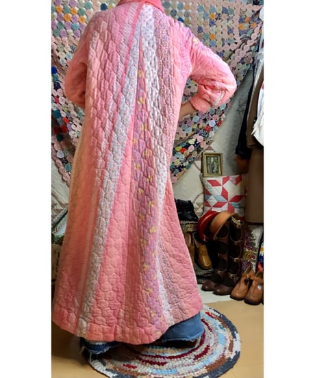 70s quilted flower dress