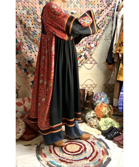 70's mirror work embroidered dress