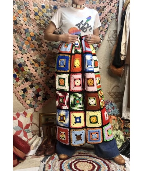 granny square skirt black