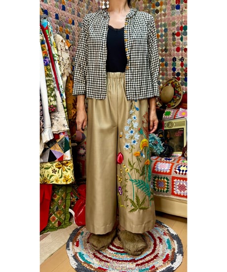 hand embroidered super wide leg pants