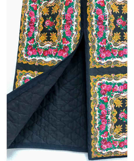 70s paisley and flower quilting skirt