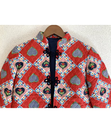70s heart motif quilting jacket