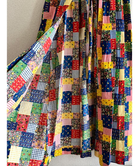 patchwork print apron dress