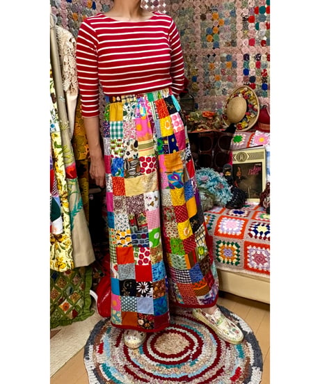 patchwork super wide leg pants