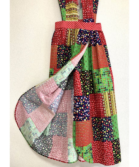 patchwork print apron dress