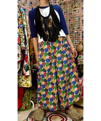 70s patchwork print wide leg pants