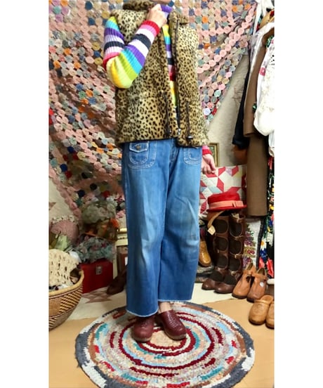 80s faux fur leopard vest