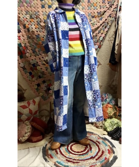 patchwork print quilting coat