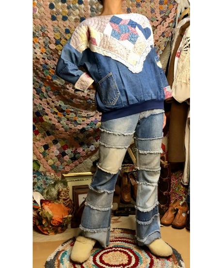denim patchwork quilt remake tops