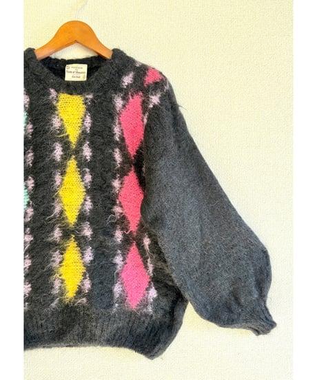 70s diamond motif mohair knit