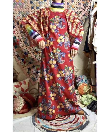 70's flower cotton dress