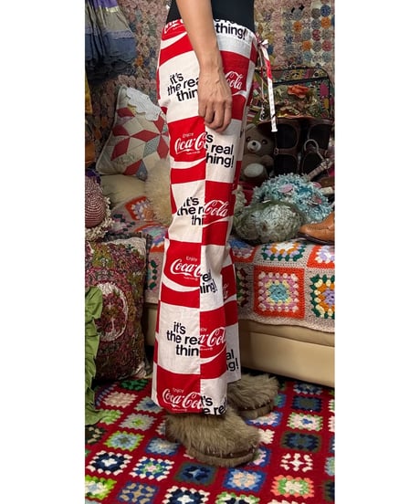 70s coca-cola print cotton pants