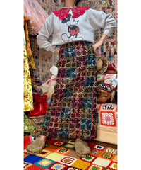 70s embroidered quilting skirt