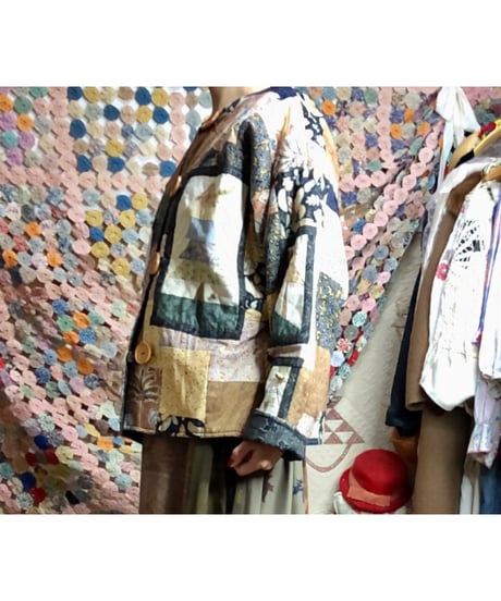 tree motif patchwork jacket