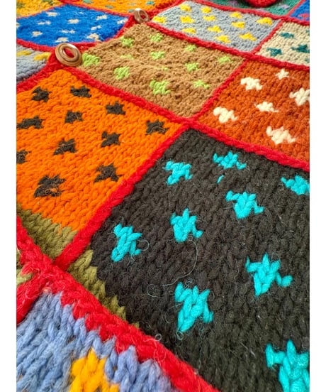 patchwork design ecuador knit cardigan