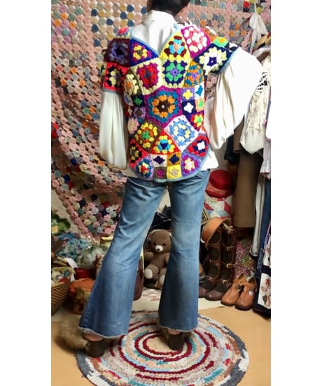 granny square pullover tops