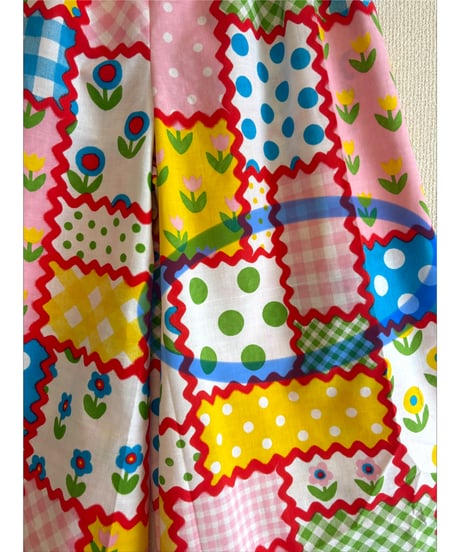 patchwork print super wide leg pants B（70s fabric）