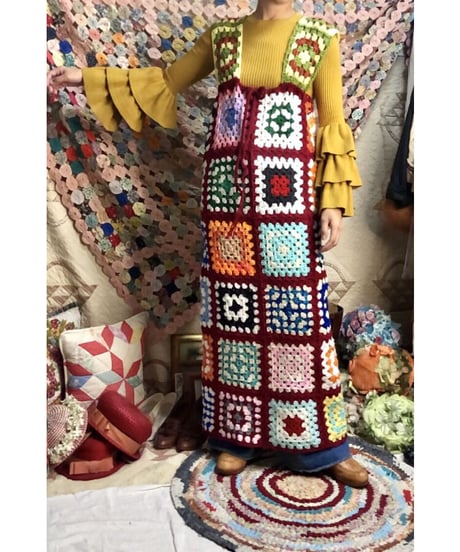 granny square one-piece burgundy