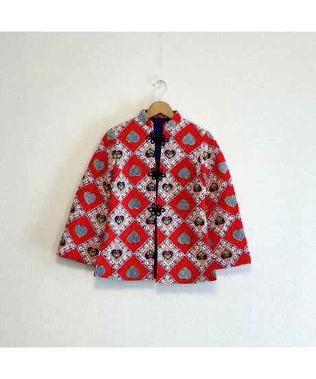 70s heart motif quilting jacket