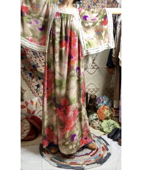 60-70's flower lace dress