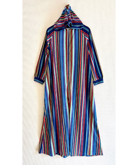 70s stripe hoodie pile dress