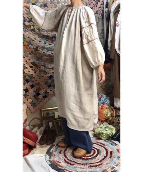 vintage ukrainian embroidered one-piece linen white