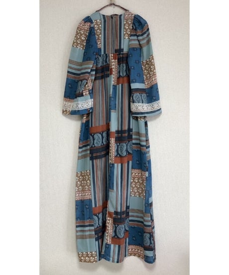 70's patchwork print dress
