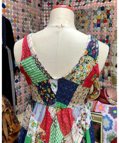 70s patchwork print dress