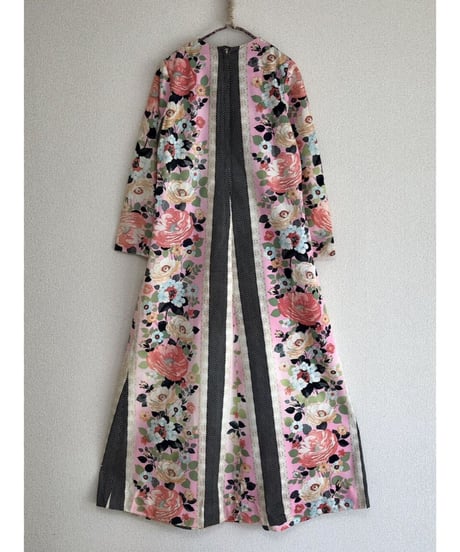 70's flower lace print dress