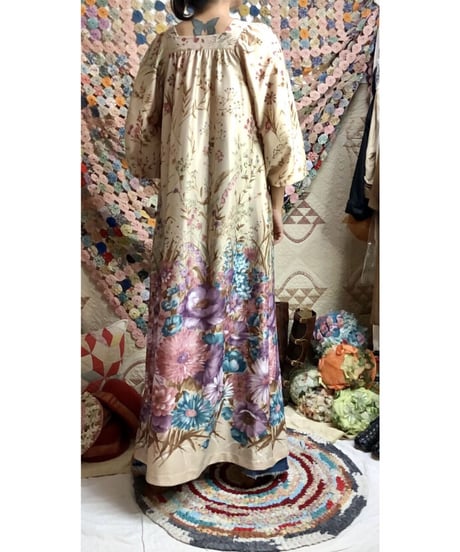 70's botanical flower print dress