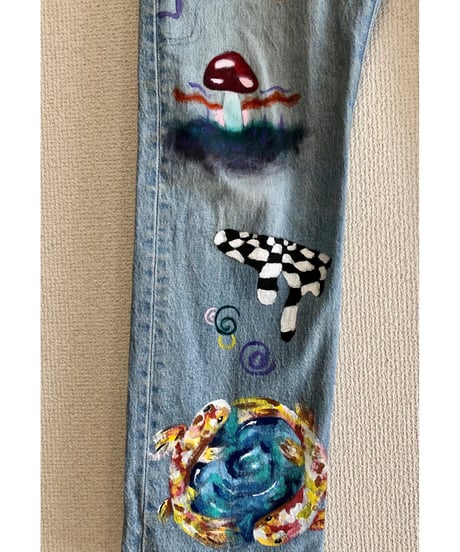 hand painted denim pants