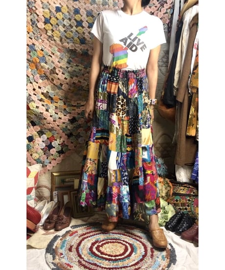 indian  rayon patchwork skirt