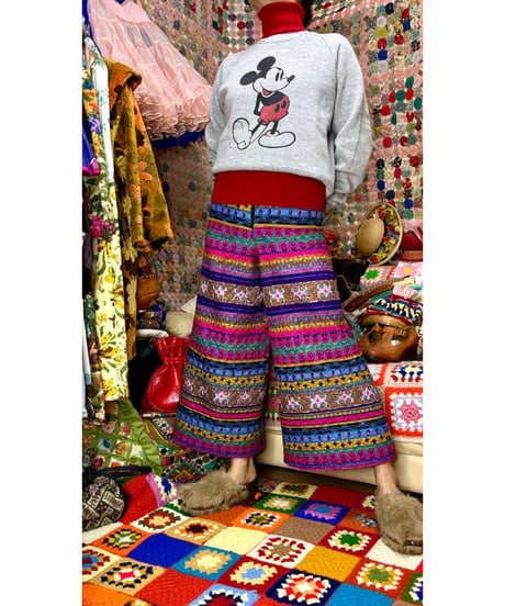 60-70s quilted wide leg pants