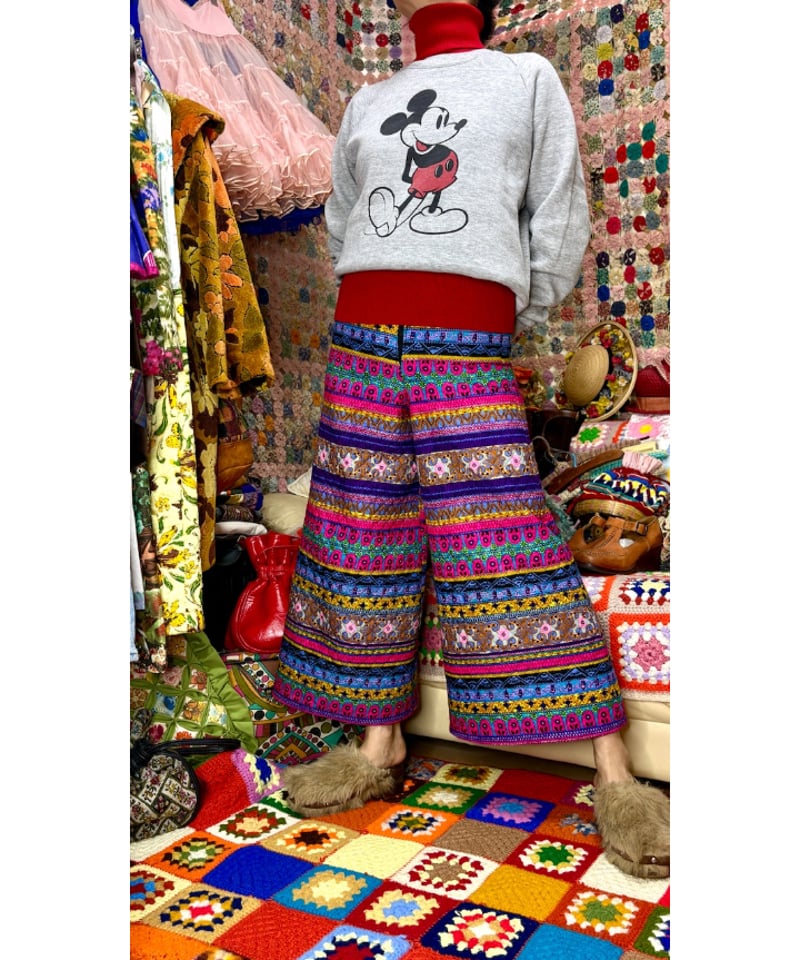 60-70s quilted wide leg pants | Quilt