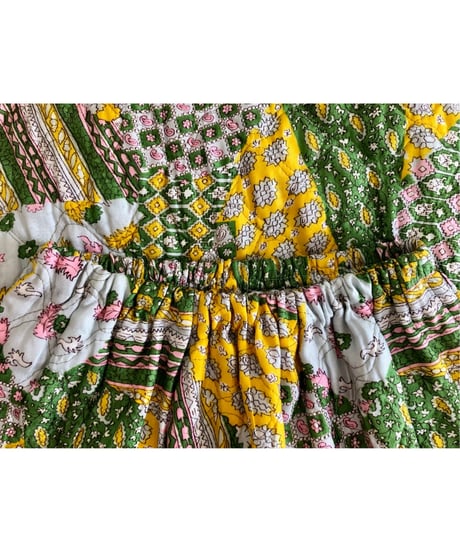70s patchwork print quilted skirt