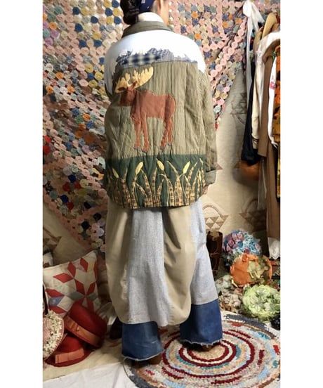 patchwork animal motif quilting jacket