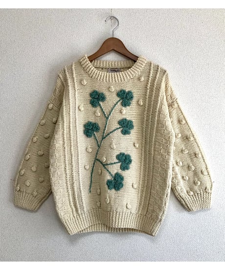 ireland hand knit shamrock motif sweater