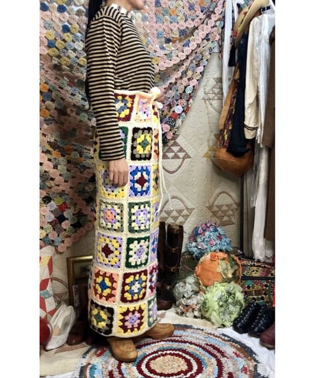 granny square skirt beige