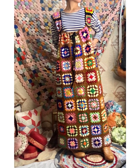 granny square one-piece brown