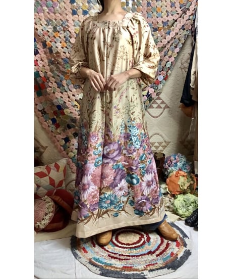 70's botanical flower print dress