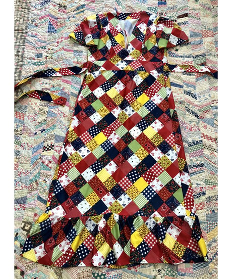 vintage patchwork print one-piece