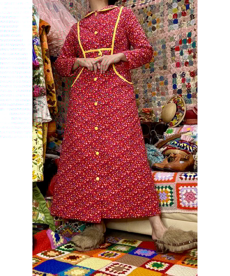 70s flower quilted robe | Quilt