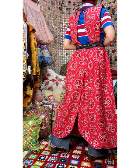 70s design house bandanna print apron dress