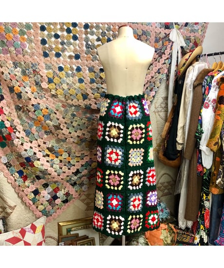 granny square skirt green