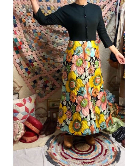 60's flower quilting dress