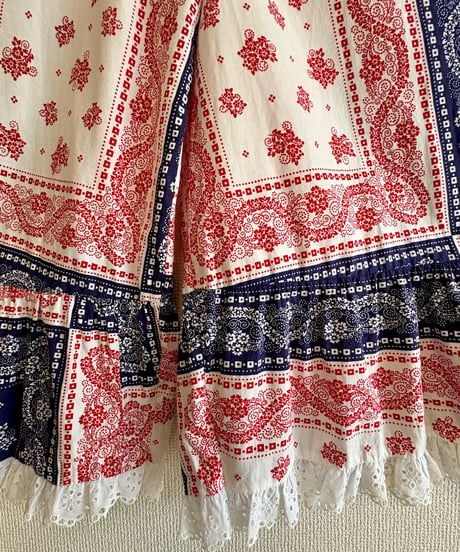 70s bandanna print wide leg pants